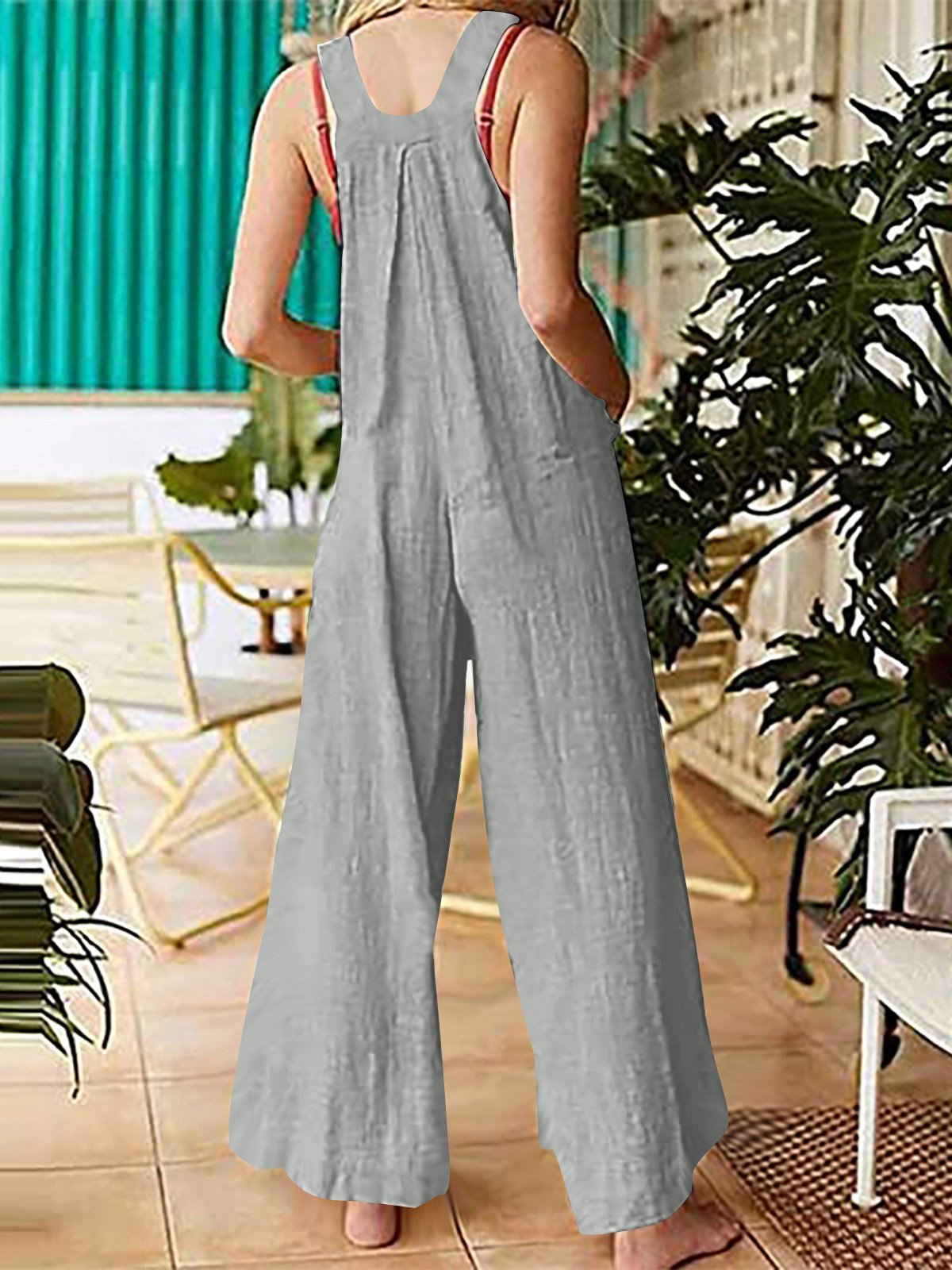 Ethnic Style Solid Button Suspender Jumpsuit - LuckyFash™