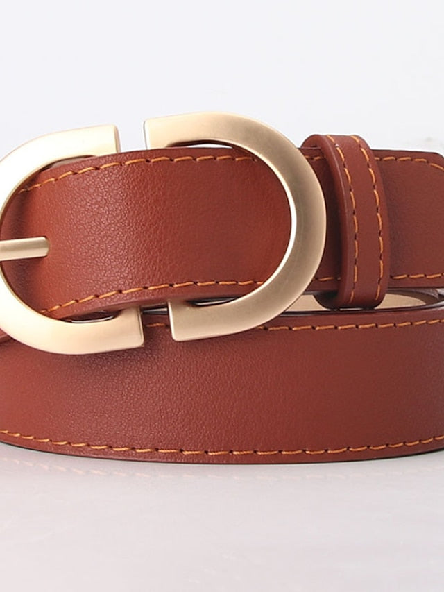 Women's Belt PU White Black Khaki Brown Coffee Waist Belt School Daily Pure Color / Spring / Summer / Fall / Winter / Alloy - LuckyFash™