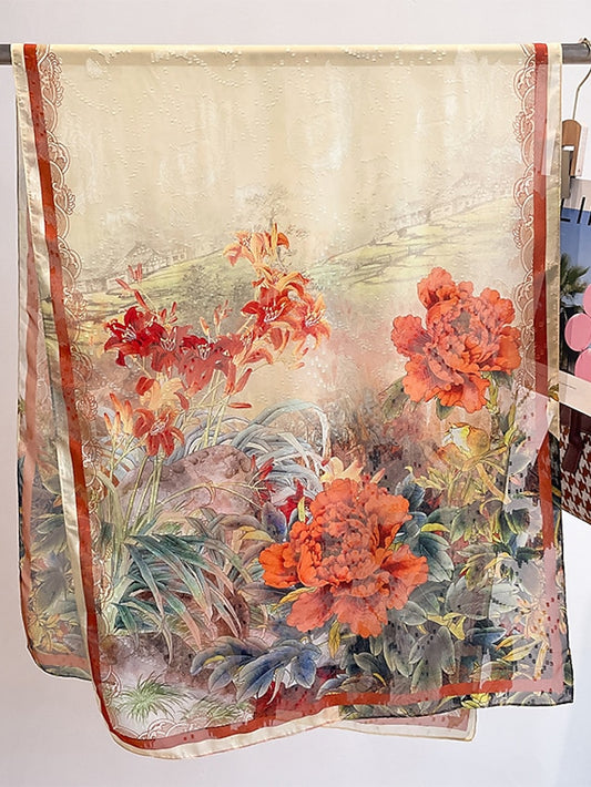 Women's Scarves Shawl Daily Holiday Flowers Chiffon Casual Bohemia Sunscreen Outdoor Casual 1 PC - LuckyFash™