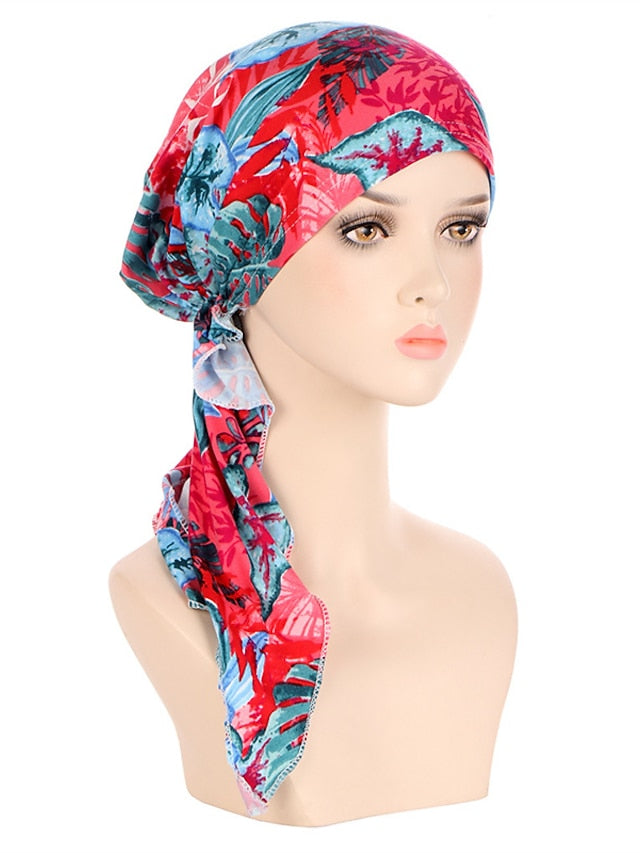 Womens Muslim Printed Hijab Hat Turban Hair Care Cap Indian Beanie Flower Head Wrap Scarf Cover Hair Loss Headwear Bonnet New - LuckyFash™
