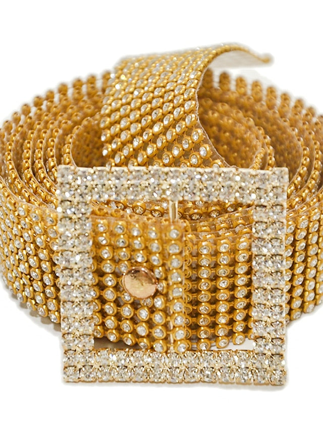 Women's Corset Belt Plastic Rhinestone Buckle Crystal Rhinestone Casual Party Daily Silver Gold - LuckyFash™