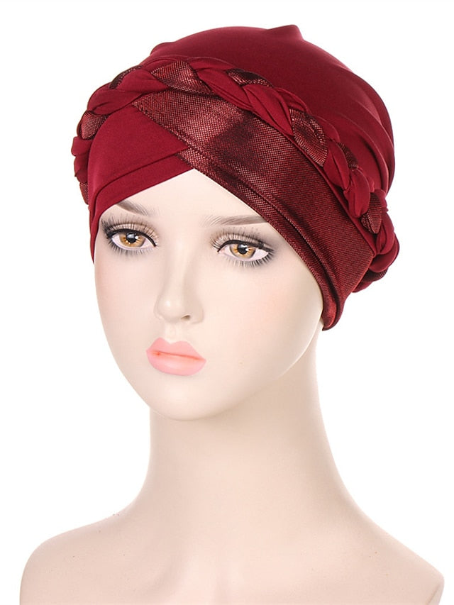 Muslim Turban Glitter Braids Women Forehead Cross Inner Hijab Islamic Head Wrap Arab Underscarf Bonnet Stretchy Cap - LuckyFash™