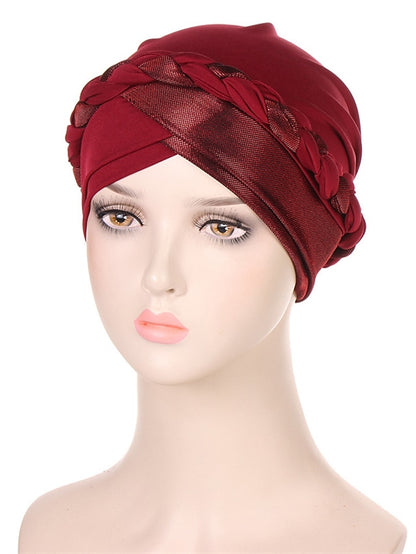 Muslim Turban Glitter Braids Women Forehead Cross Inner Hijab Islamic Head Wrap Arab Underscarf Bonnet Stretchy Cap - LuckyFash™