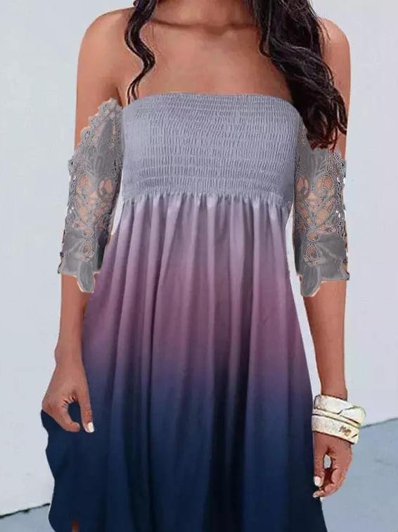 Exquisite One-line Neckline Printed Skirt - LuckyFash™