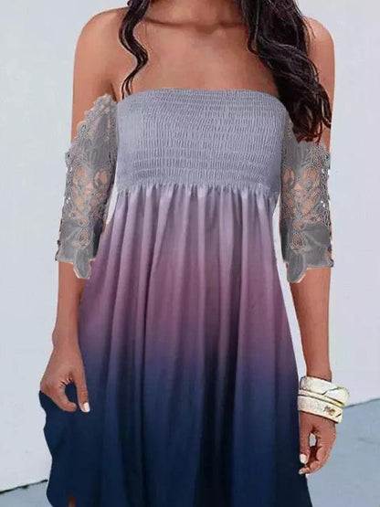 Exquisite One-line Neckline Printed Skirt - LuckyFash™