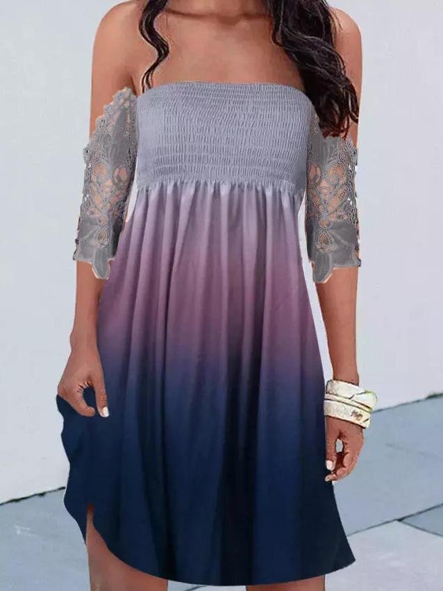 Exquisite One-line Neckline Printed Skirt - LuckyFash™