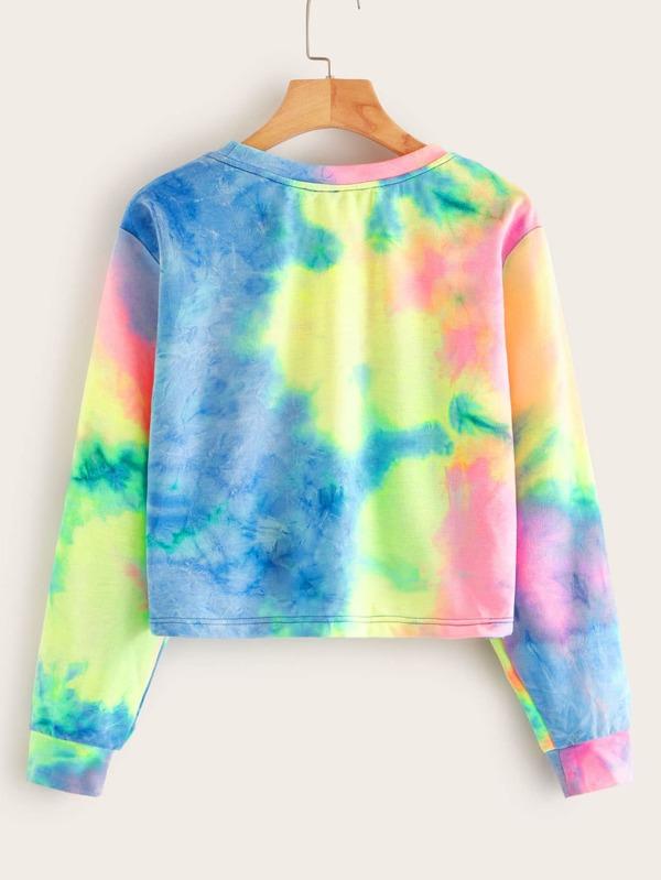 Eye and Eyelash Print Tie Dye Pullover - LuckyFash™