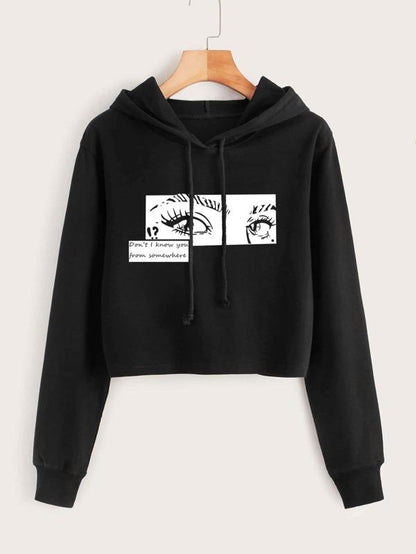 Eye And Slogan Graphic Drawstring Hoodie - LuckyFash™