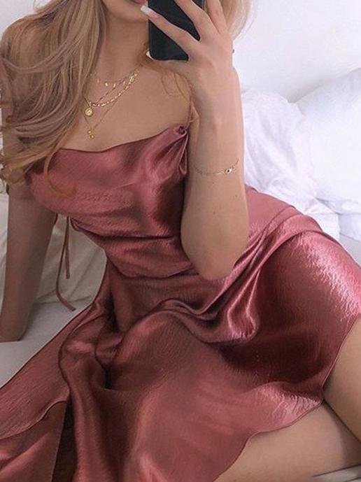 Eye-catching Irregular Square Neck Suspender Dress - LuckyFash™