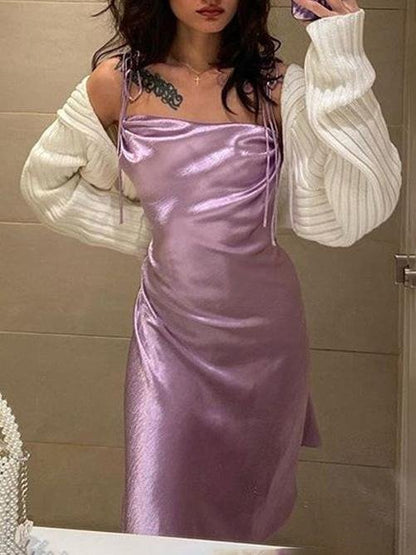 Eye-catching Irregular Square Neck Suspender Dress - LuckyFash™