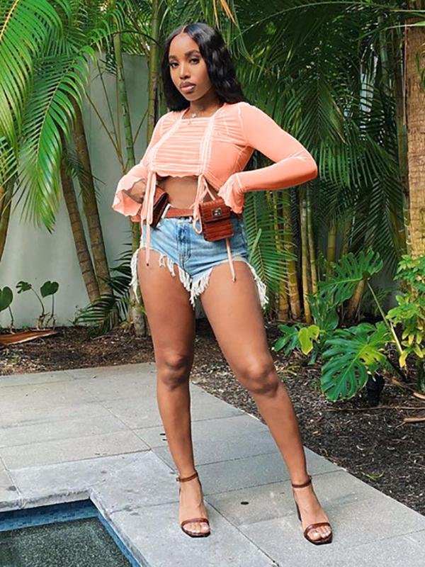 Eye-catching Micro Fringe Irregular Denim Shorts - LuckyFash™