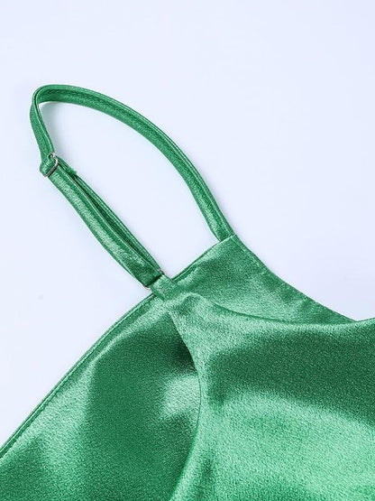 Eye-catching Satin High Slit Sling Slim Dress - LuckyFash™