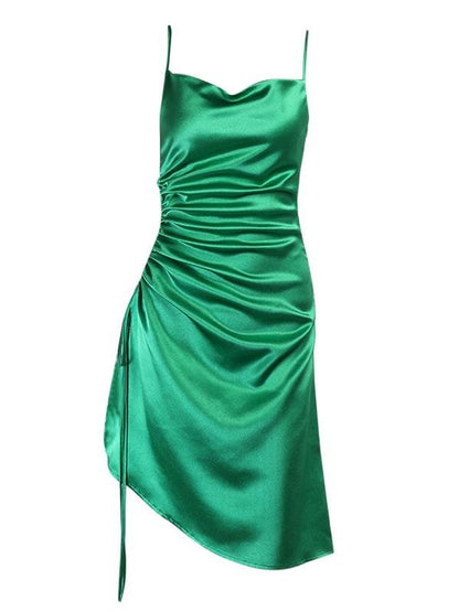 Eye-catching Satin High Slit Sling Slim Dress - LuckyFash™
