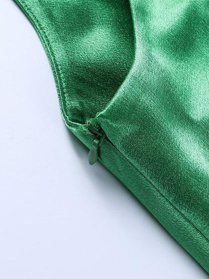 Eye-catching Satin High Slit Sling Slim Dress - LuckyFash™