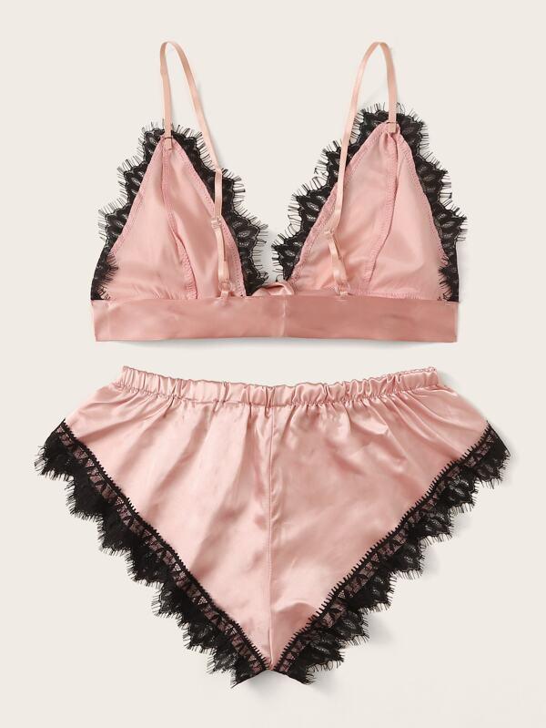 Eyelash Floral Lace Satin Lingerie Set - LuckyFash™