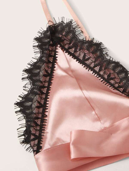 Eyelash Floral Lace Satin Lingerie Set - LuckyFash™