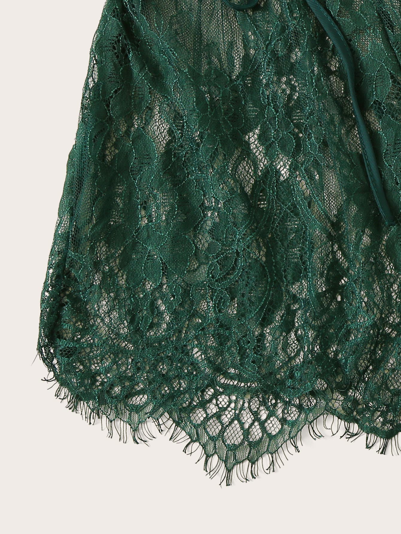 Eyelash Lace Plunging Sleep Romper - LuckyFash™