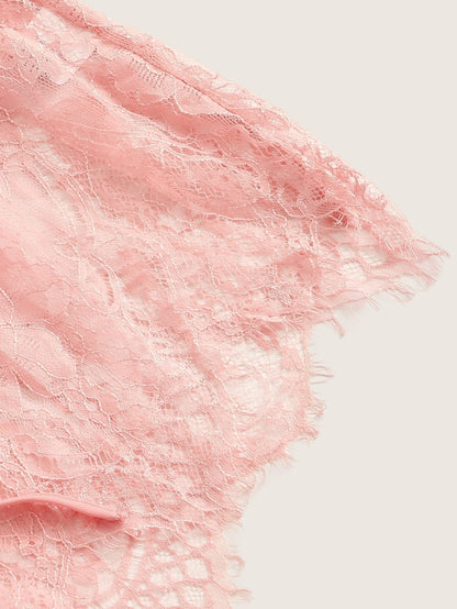 Eyelash Lace Plunging Sleep Romper - LuckyFash™