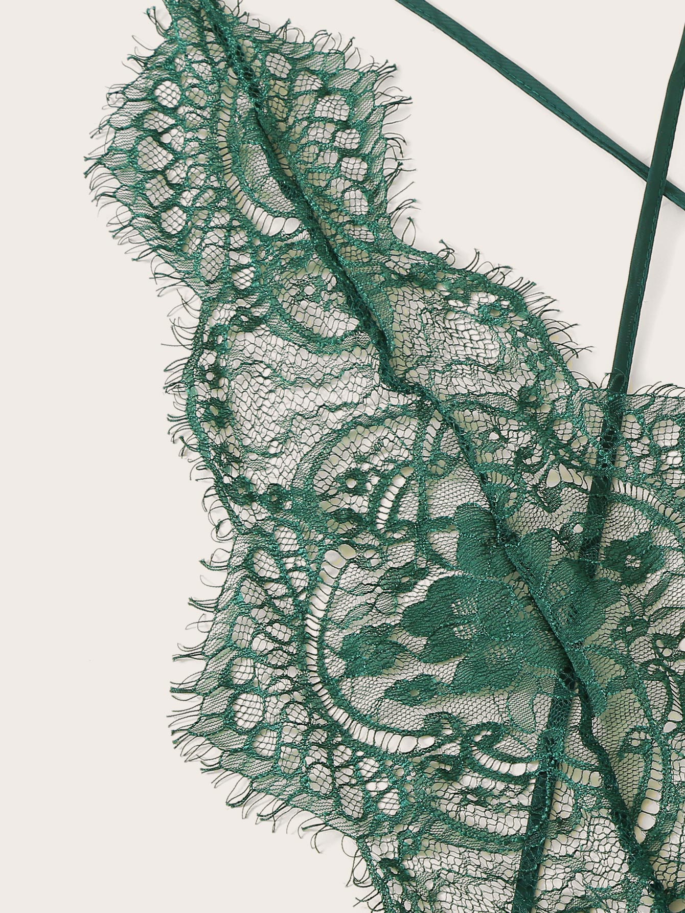 Eyelash Lace Plunging Sleep Romper - LuckyFash™