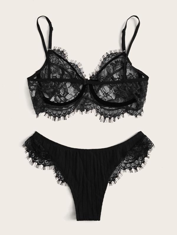 Eyelash Lace Underwire Lingerie Set - LuckyFash™