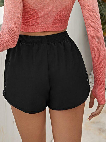 Eyelet Cut Out Solid Sports Shorts - LuckyFash™