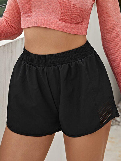 Eyelet Cut Out Solid Sports Shorts - LuckyFash™