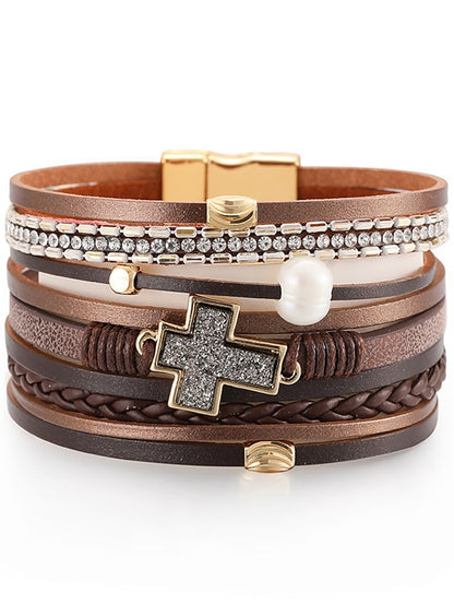 Loom Bracelet Plaited Wrap Cross Weave Bohemian Leather Bracelet Jewelry 1# / 2# / 3# For Beach for Women - LuckyFash™