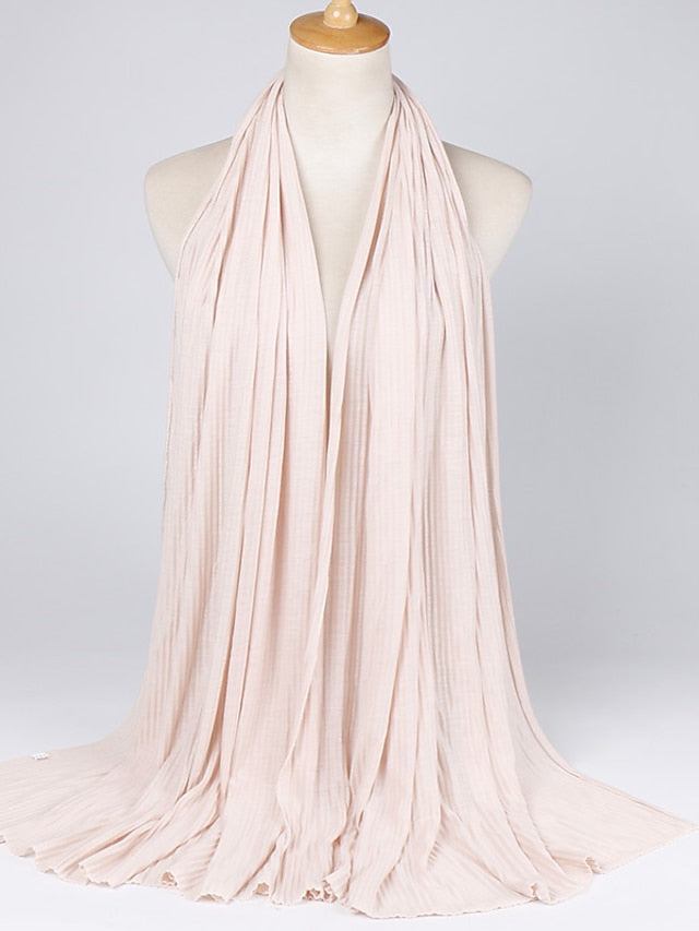 Multiple Colors Plain Solid Wrinkle Maxi Jersey Hijab Shawl Wrap Elastic Foulards Sjaal Arab Snood Islamic Muslim Headband 180*80Cm - LuckyFash™