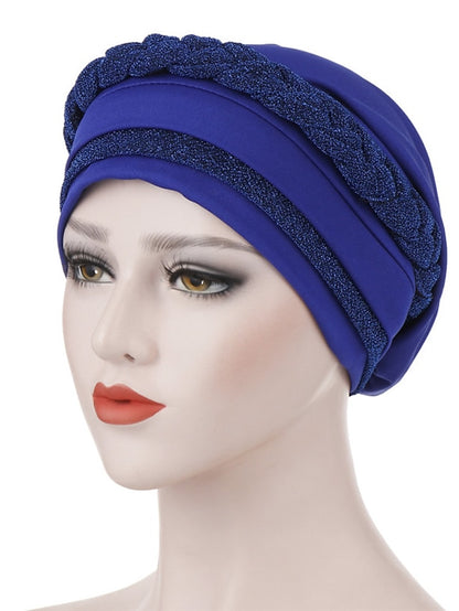 India Muslim Women Hijab Hat Two Color Splicing Cap Braid Turban Headscarf Islamic Head Wrap Lady Beanie Bonnet Hair Loss Cover - LuckyFash™