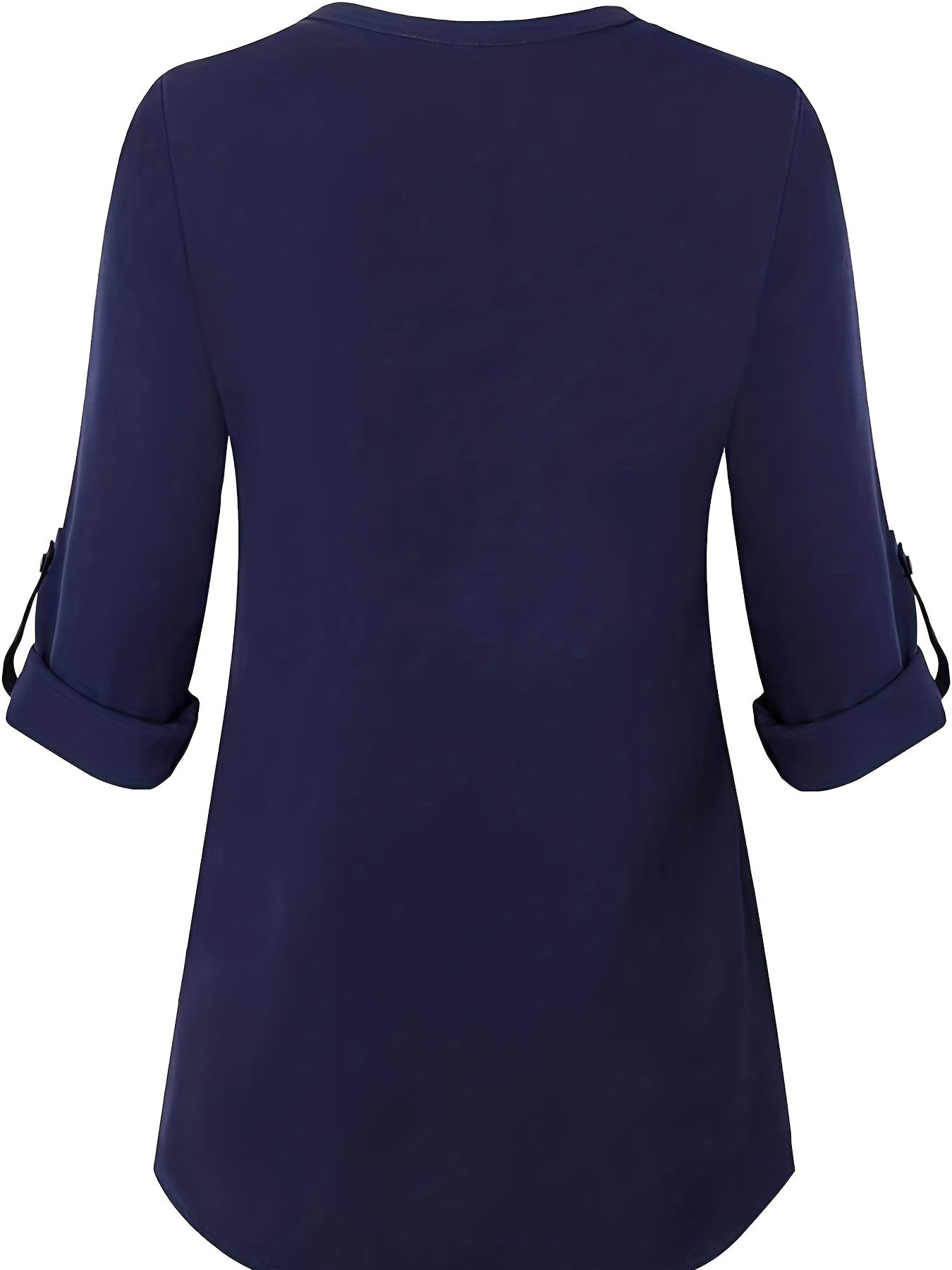 Solid Simple Blouse, Casual V Neck Long Sleeve Blouse, Women's Clothing