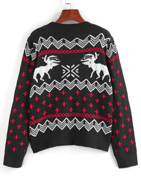 Fair Isle Knit Ribbed Trim Jumper Sweater - LuckyFash™