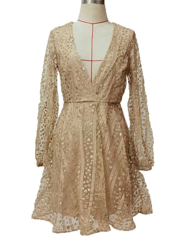 Fairy Long Sleeve Bronzing Dress Mini Dress - LuckyFash™