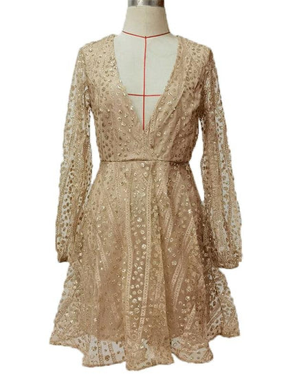 Fairy Long Sleeve Bronzing Dress Mini Dress - LuckyFash™