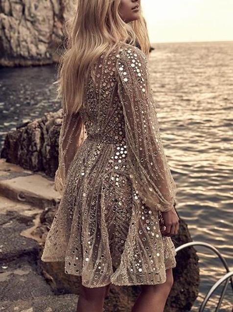 Fairy Long Sleeve Bronzing Dress Mini Dress - LuckyFash™