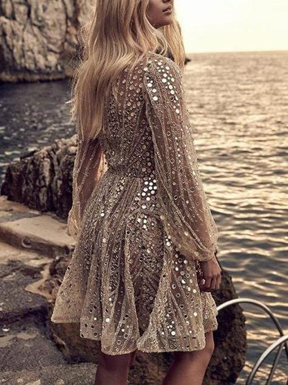 Fairy Long Sleeve Bronzing Dress Mini Dress - LuckyFash™