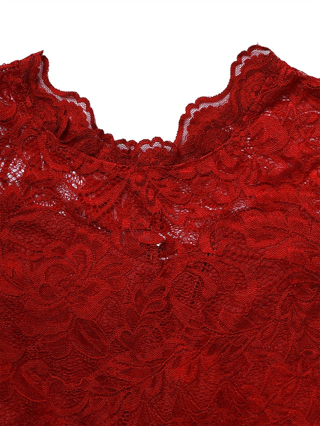 Womenâ€˜s Formal Party Dress Lace Dress Long Dress Maxi Dress Green Wine Navy Blue Black 3/4 Length Sleeve Pure Color Lace Ruched Winter Fall Crew Neck Elegant Formal Romantic 2023 S M L XL XXL - LuckyFash™