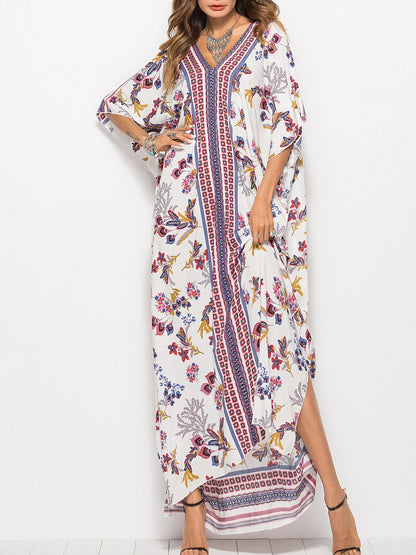 Fashion Bat Sleeve V-neck Long Dress - LuckyFash™