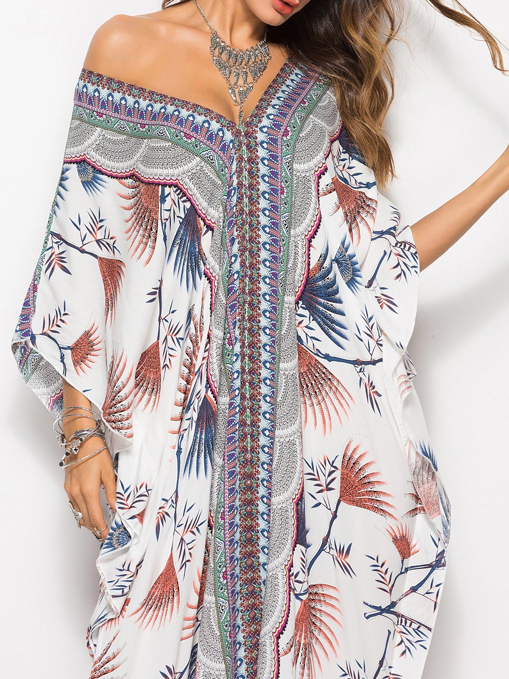 Fashion Bat Sleeve V-neck Long Dress - LuckyFash™