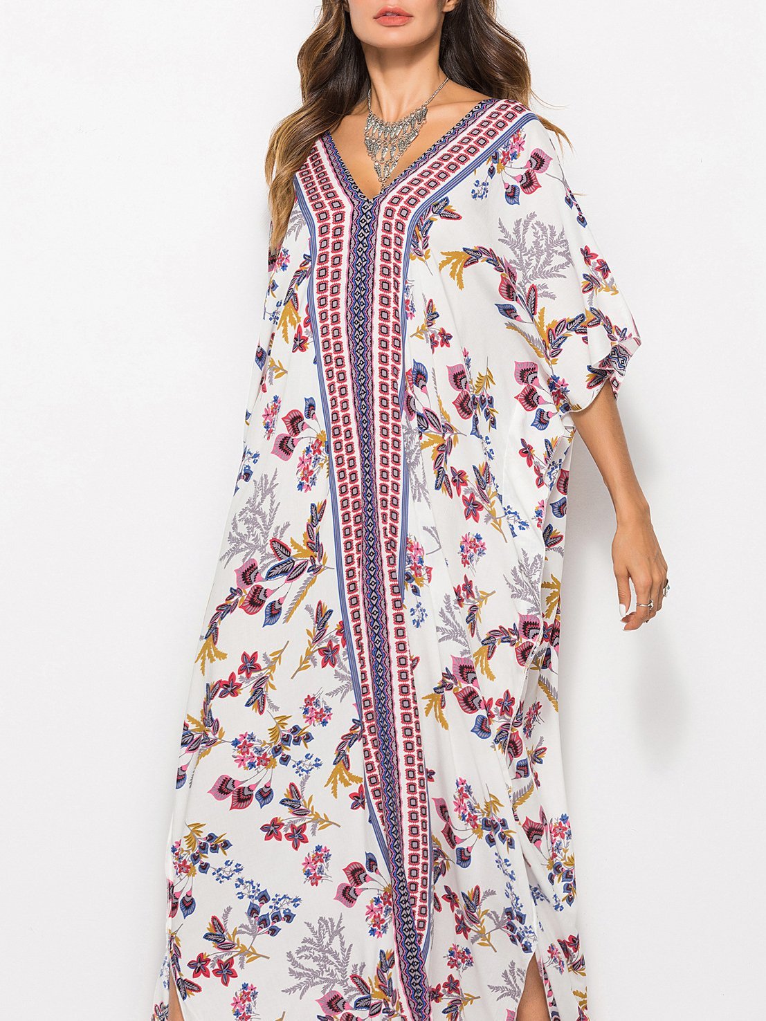 Fashion Bat Sleeve V-neck Long Dress - LuckyFash™