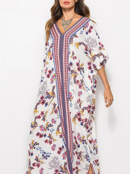 Fashion Bat Sleeve V-neck Long Dress - LuckyFash™