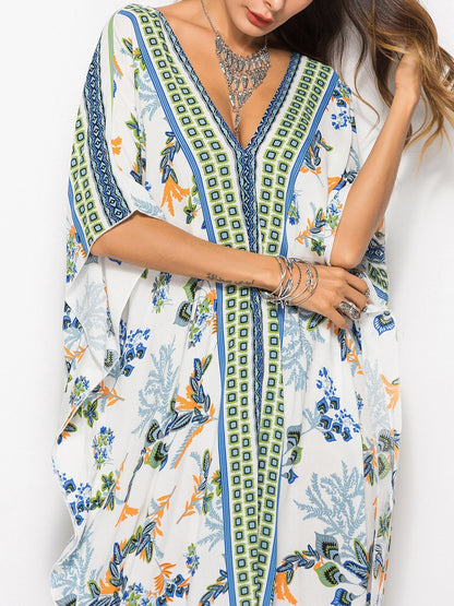 Fashion Bat Sleeve V-neck Long Dress - LuckyFash™