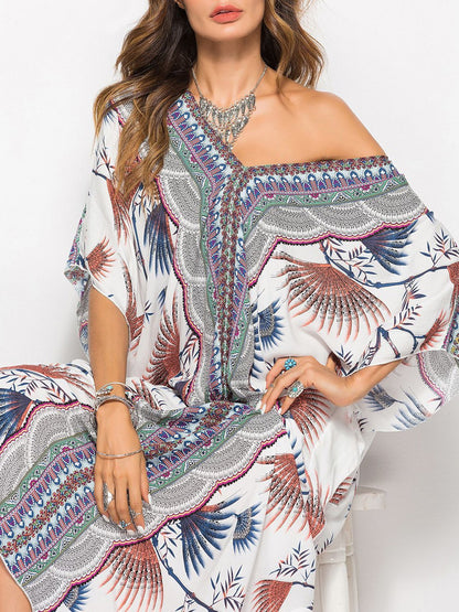 Fashion Bat Sleeve V-neck Long Dress - LuckyFash™