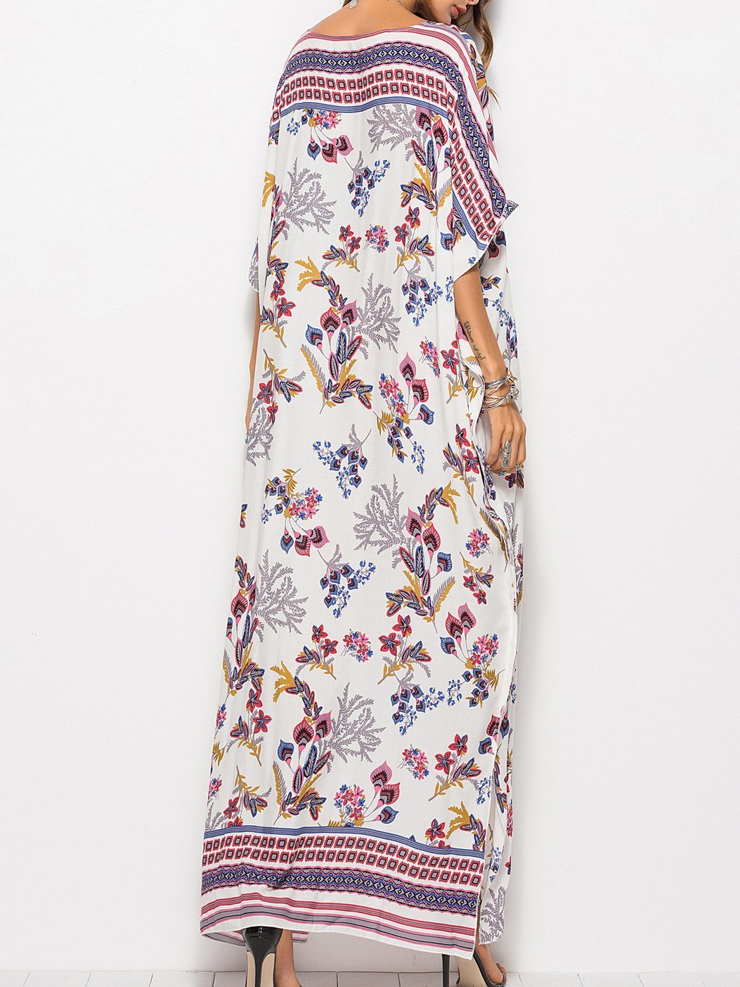 Fashion Bat Sleeve V-neck Long Dress - LuckyFash™