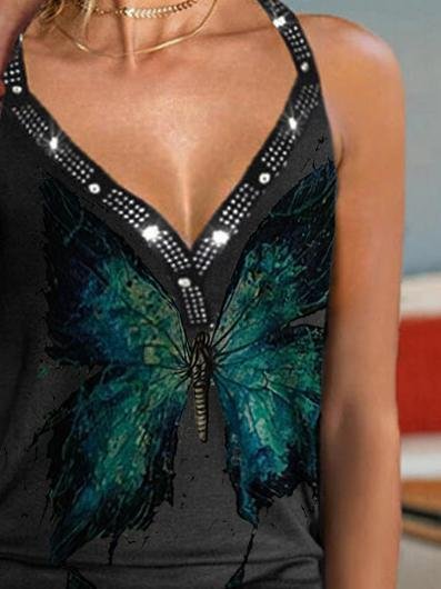 Fashion Butterfly Print Sleeveless Camisole - LuckyFash™