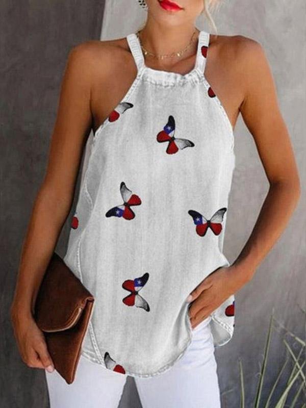 Fashion Butterfly Print Sleeveless Tank Top - LuckyFash™