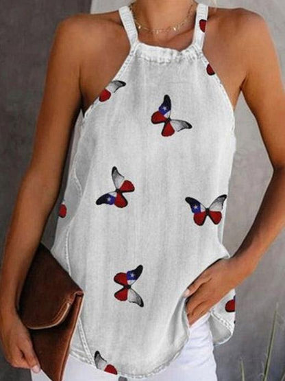 Fashion Butterfly Print Sleeveless Tank Top - LuckyFash™