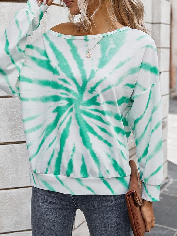 Fashion Contrast Color Tie-dye Long Sleeve T-shirt - LuckyFash™