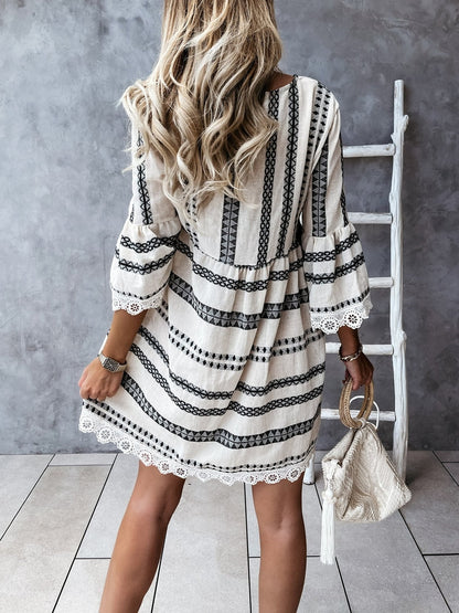 Fashion Deep V Neck Long Sleeve Mini Dress - LuckyFash™