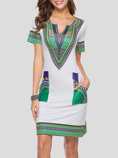 Fashion Ethnic Print Pocket Dress - LuckyFash™