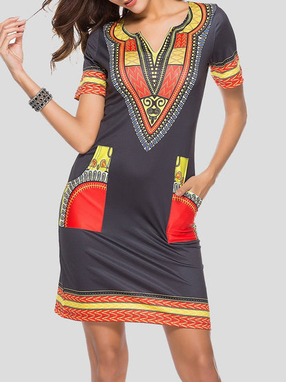 Fashion Ethnic Print Pocket Dress - LuckyFash™